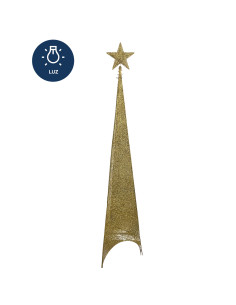 Figura navideña árbol triangular 180cm 100 luces LED dorado