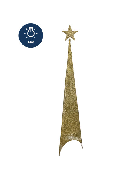 Figura navideña árbol triangular 180cm 100 luces LED dorado