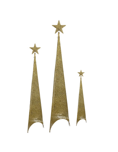 Figura Navideña Árbol Triangular Dorado 180cm 100 Luces LED