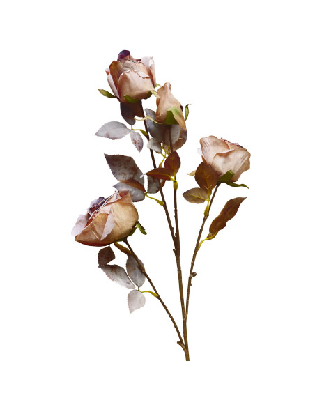 Flor Rosa Artificial Beige - Decoración Natural y Elegante