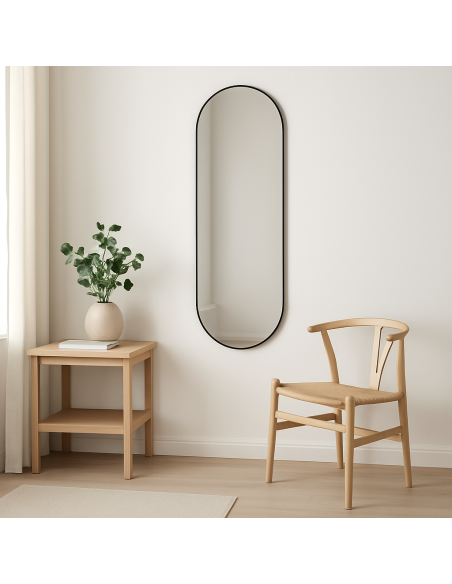 Espejo Ovalado Pill Negro 40x120cm - Decoración de Pared