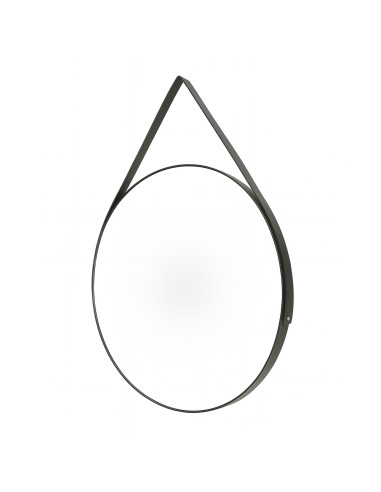 Espejo Redondo 60cm con Correa Negra - Decoración Moderna