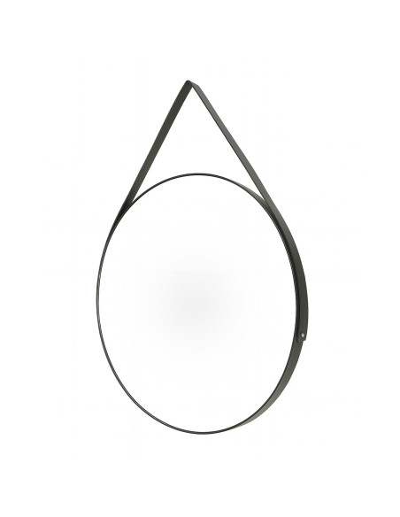 Espejo Redondo 60cm con Correa Negra - Decoración Moderna