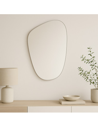 Espejo Orgánico Plateado 40x60cm - Decoración Minimalista