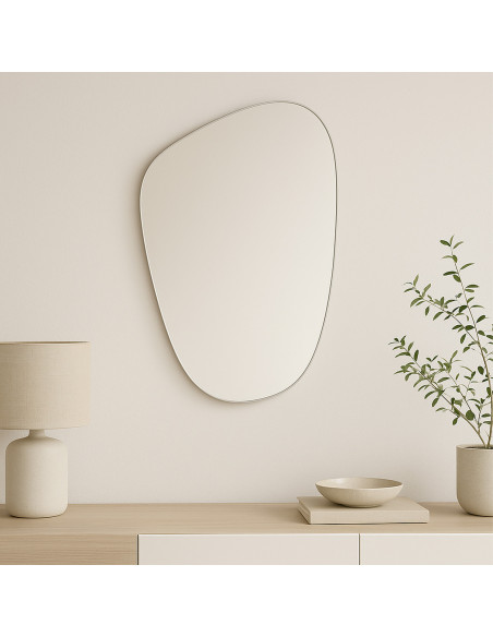 Espejo Orgánico Plateado 40x60cm - Decoración Minimalista