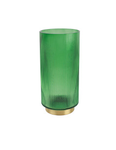 Florero vidrio 12x25cm verde dorado