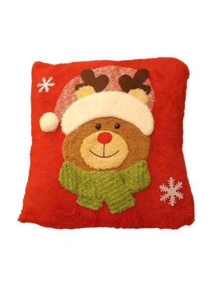 Cojín 43x43cm navidad reno bufanda