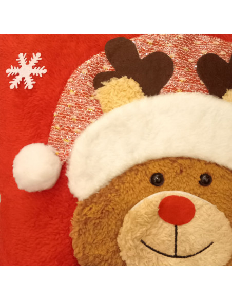 Cojín 43x43cm navidad reno bufanda