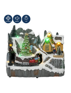 Casa navidad con luz y sonido patines 23cm