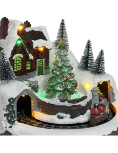 Casa navidad con luz y sonido mono árbol 20cm 2