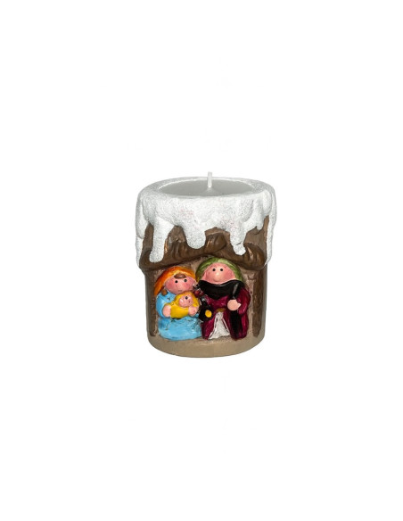 Porta velas navidad 8x7cm pesebre