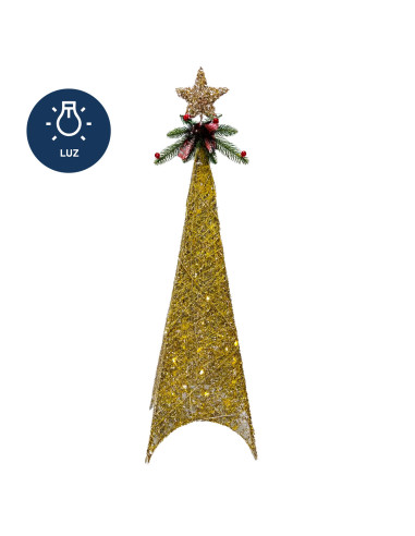 Figura navideña 60cm 30 luces LED árbol cuadrado champán