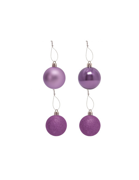Bola Navidad 8cm 12pcs Lila - Adorno Navideño Elegante