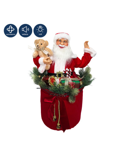 Viejo pascuero con luz y música 60x25cm