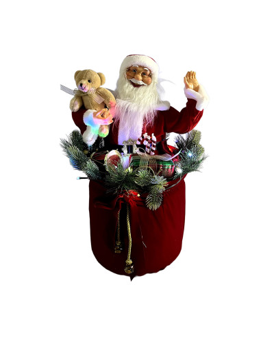 Viejo pascuero con luz y música 60x25cm