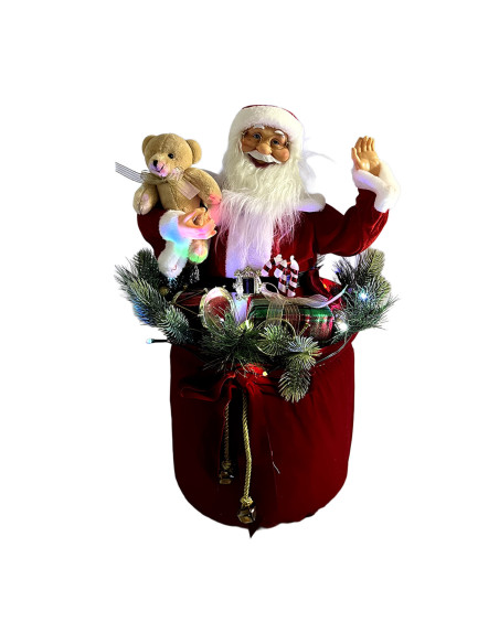 Viejo pascuero con luz y música 60x25cm