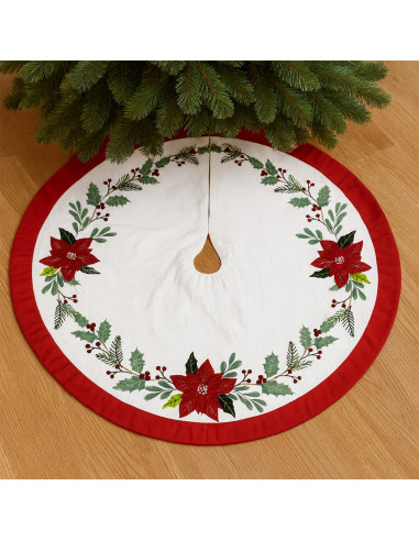Base Árbol Navidad 120cm Crudo Flores - Decoración Navideña