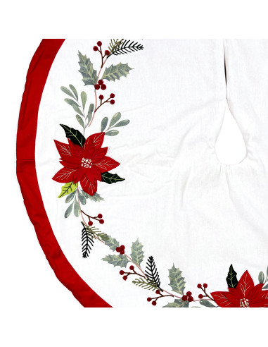 Base Árbol Navidad 120cm Crudo Flores - Decoración Navideña