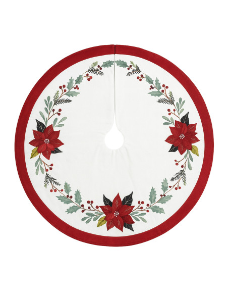 Base Árbol Navidad 120cm Crudo Flores - Decoración Navideña