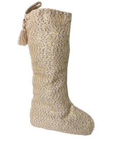 Bota de Navidad Crudo Waffle 30x50cm - Decoración Navideña