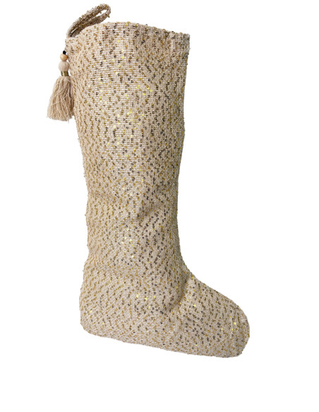 Bota de Navidad Crudo Waffle 30x50cm - Decoración Navideña