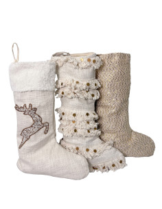 Bota de Navidad Crudo con Flecos 30x50cm - Adorno Navideño 2