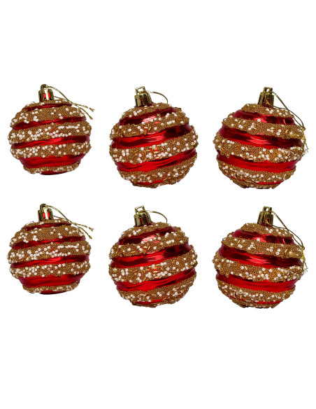 Bola navidad 6cm 6pcs rojo