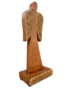 Ángel de Madera con Mostacillas 21,5cm - Adorno Navideño 2