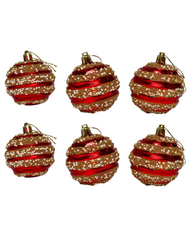 Bolas de Navidad Rojas 8cm - Set de 6 Piezas para Decorar