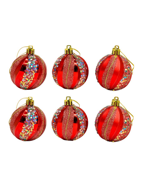Bolas de Navidad Rojas 8cm - Set de 6 Piezas