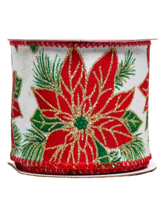 Cinta regalo 6,3x270cm navidad flores navidad