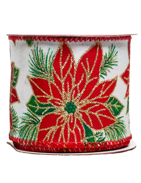 Cinta regalo 6,3x270cm navidad flores navidad