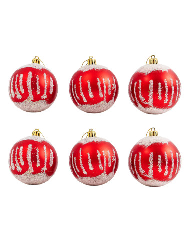 Bolas de Navidad Rojas 8cm - Set de 6 Piezas para Decorar
