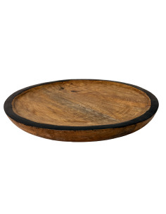 Plato madera borde negro 30cm