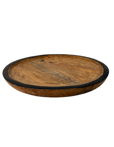 Plato madera borde negro 30cm