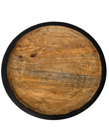 Plato madera borde negro 30cm