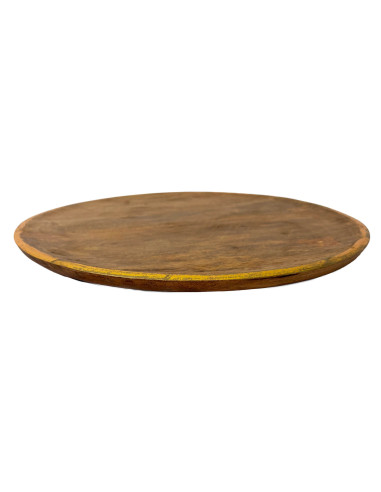 Plato madera con folio dorado 38cm