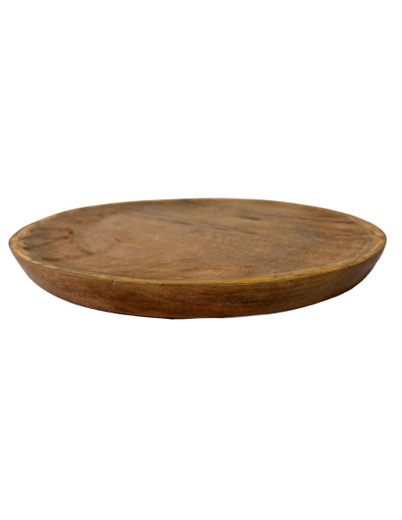 Plato madera con folio dorado 30,5cm