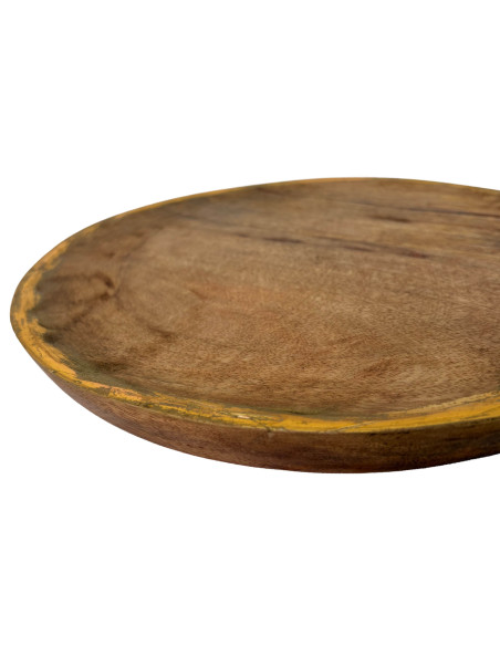 Plato madera con folio dorado 30,5cm