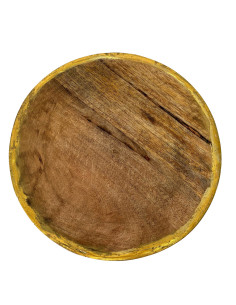 Plato madera con folio dorado 30,5cm