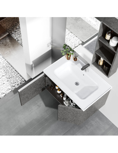 Mueble de Baño Danubio 2 Puertas 60 cm con lavamanos y espejo