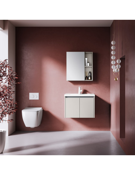 Mueble de Baño Ebro 2 Puertas 60 cm con lavamanos y espejo