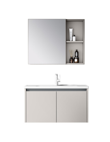 Mueble de Baño Ebro 2 Puertas 80 cm con lavamanos y espejo