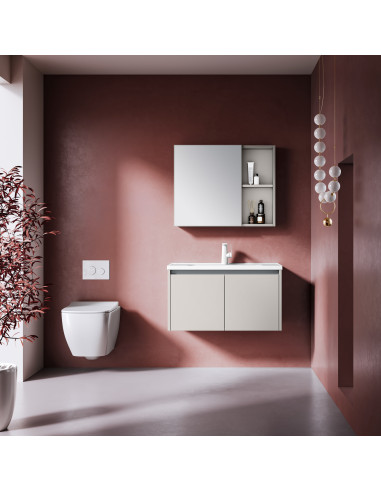 Mueble de Baño Ebro 2 Puertas 80 cm con lavamanos y espejo