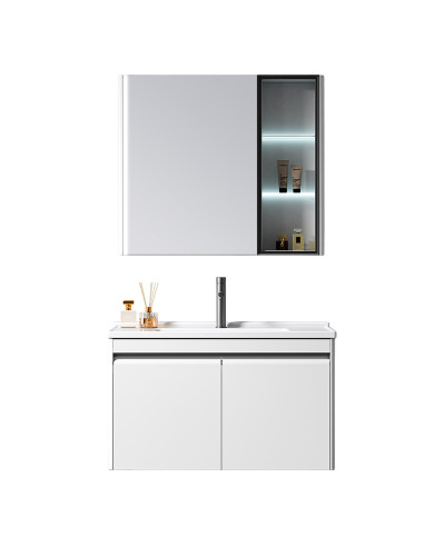 Mueble de Baño Volga 2 puertas 80 cm con lavamanos y espejo