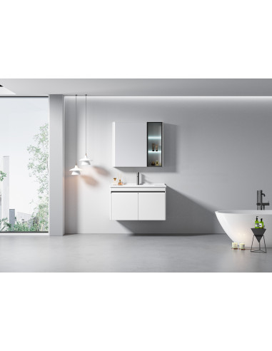 Mueble de Baño Volga 2 puertas 80 cm con lavamanos y espejo