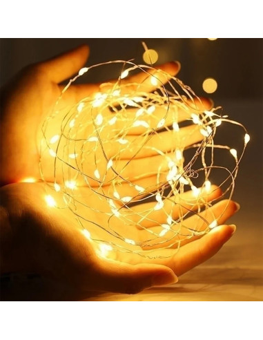 Luces navidad multicolor 50 led 5mt c/pila