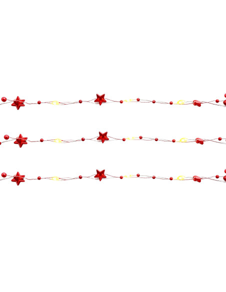 Luces navidad 20 led 2mt luz cálida c/pila estrellas rojas