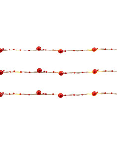 Luces navidad 20 led 2mt luz cálida c/pila pelotas rojas