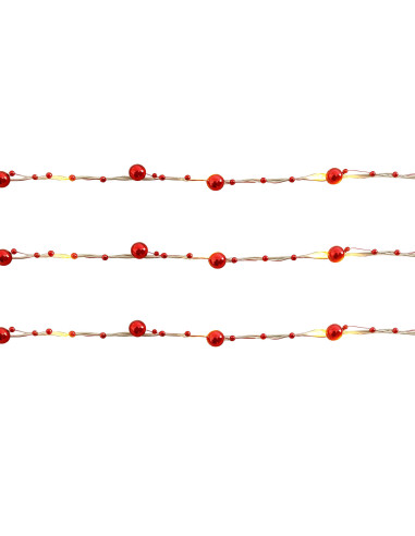 Luces navidad 20 led 2mt luz cálida c/pila pelotas rojas